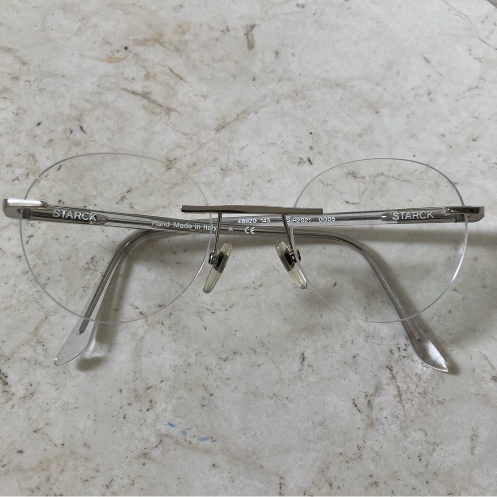 STARCK Eyeglasses Frames Rimless Silver Round